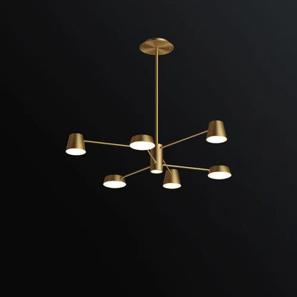 Postmodern LED Brass Chandelier - Conical Metal Pendant Light for Living Room Suspension