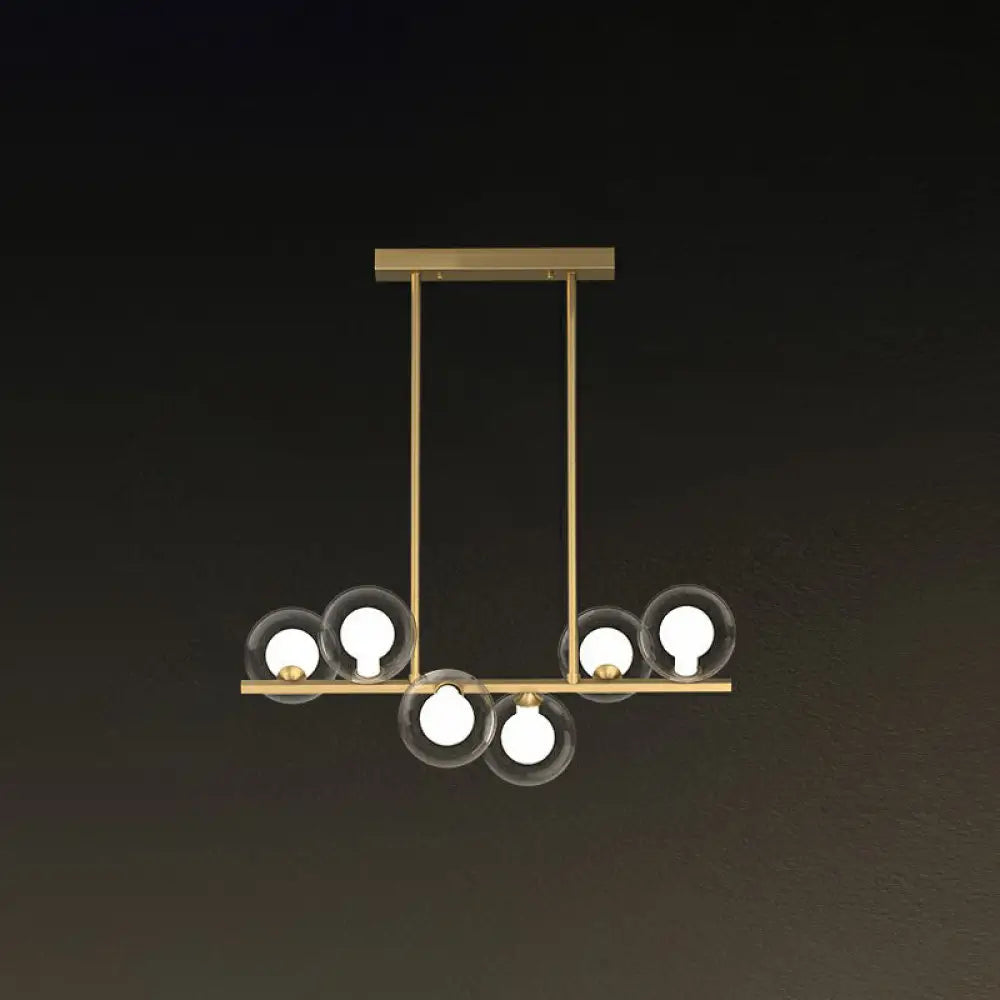 إضاءة جزيرة LED بتصميم حديث من DecorBites™ مع ظلال زجاجية شفافة وبيضاء