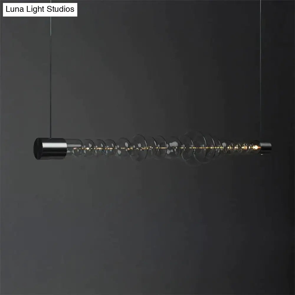 Postmodern lights luxury led spiral glass chandelier with clear glass spheres and black metal ends for luxury restaurant use
