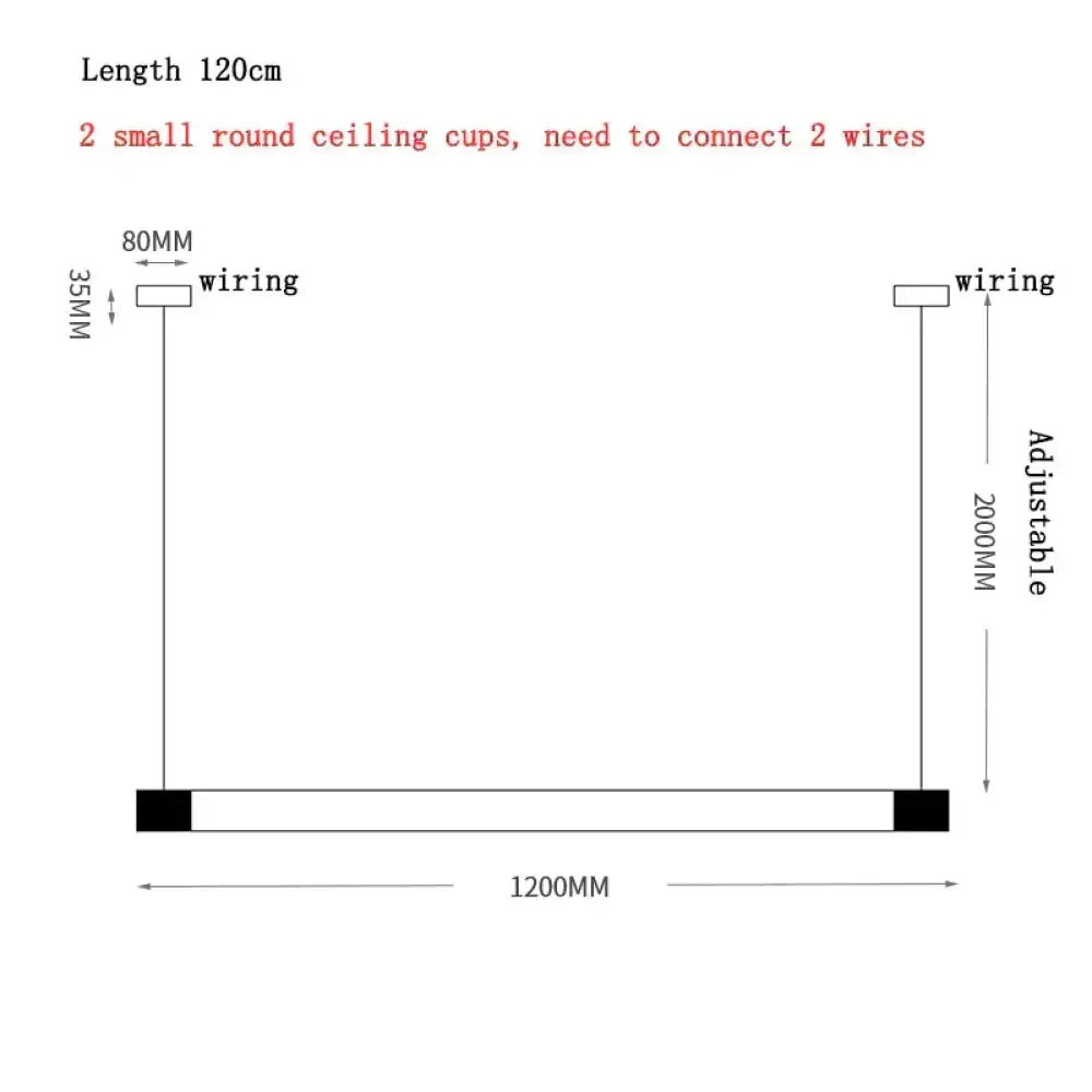 Adjustable 120cm led light bar with black end caps and wiring for ceiling installation in postmodern lights luxury design