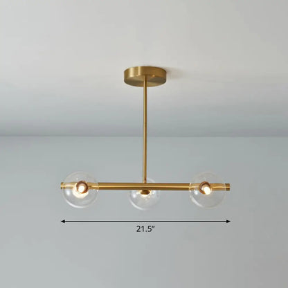 Lámpara de isla lineal posmoderna DecorBites™ - Lámpara colgante de cristal con detalles en latón para comedor