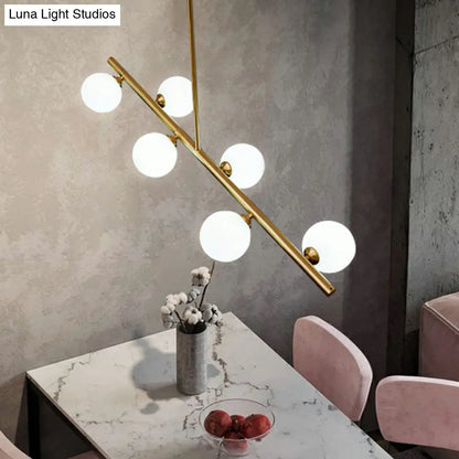 Lámpara de isla lineal posmoderna DecorBites™ - Lámpara colgante de cristal con detalles en latón para comedor