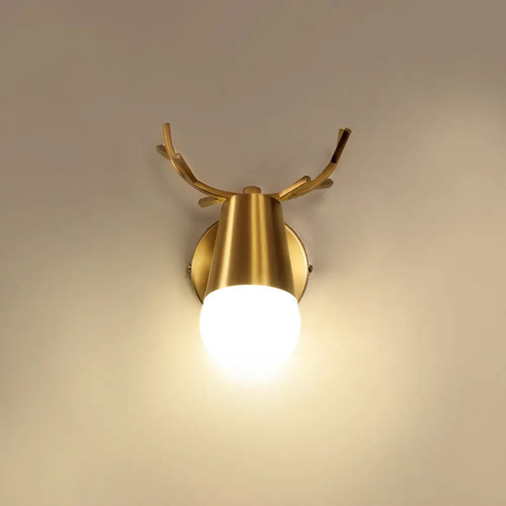 DecorBites™ DecorBites™ Postmodern Metal Brass Sconce Light with Exposed Bulb Design - Antler Vanity Wall Fixture