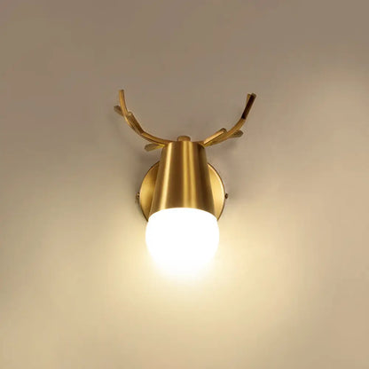 DecorBites™ DecorBites™ Postmodern Metal Brass Sconce Light with Exposed Bulb Design - Antler Vanity Wall Fixture