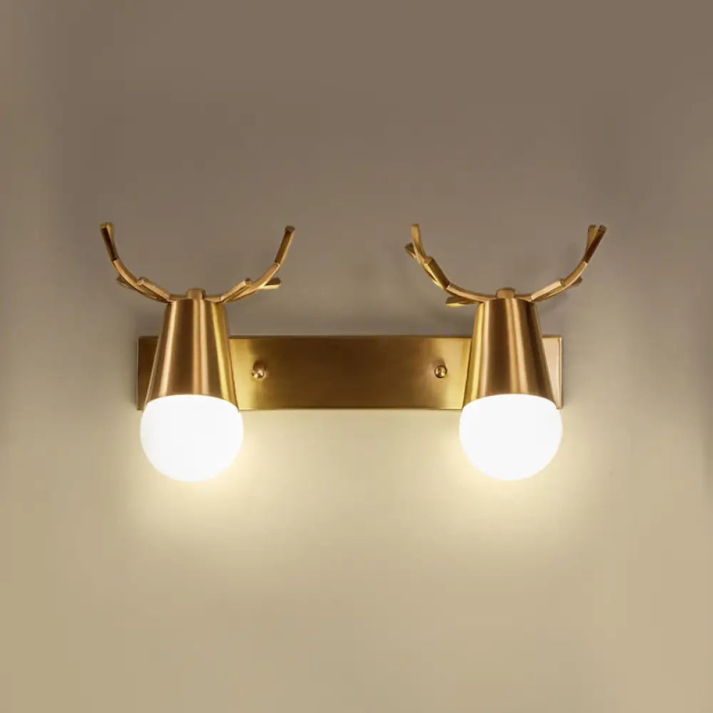 DecorBites™ DecorBites™ Postmodern Metal Brass Sconce Light with Exposed Bulb Design - Antler Vanity Wall Fixture