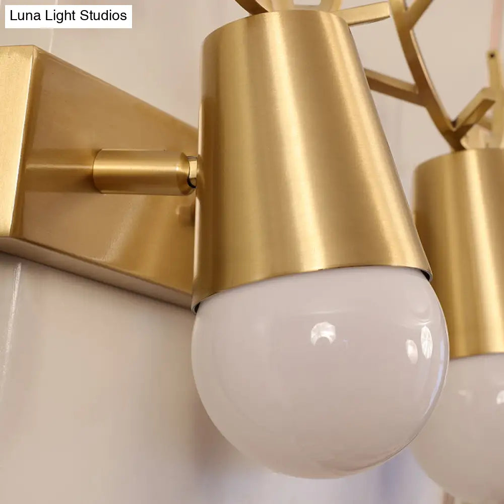 DecorBites™ DecorBites™ Postmodern Metal Brass Sconce Light with Exposed Bulb Design - Antler Vanity Wall Fixture