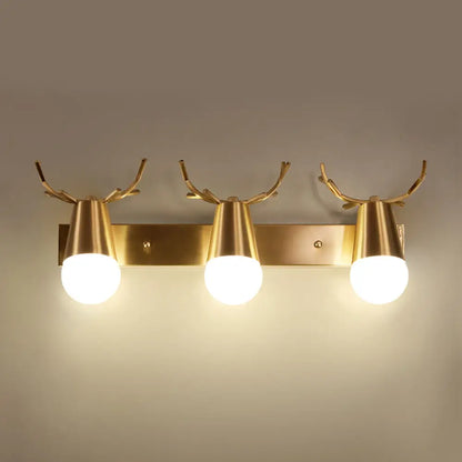 DecorBites™ DecorBites™ Postmodern Metal Brass Sconce Light with Exposed Bulb Design - Antler Vanity Wall Fixture