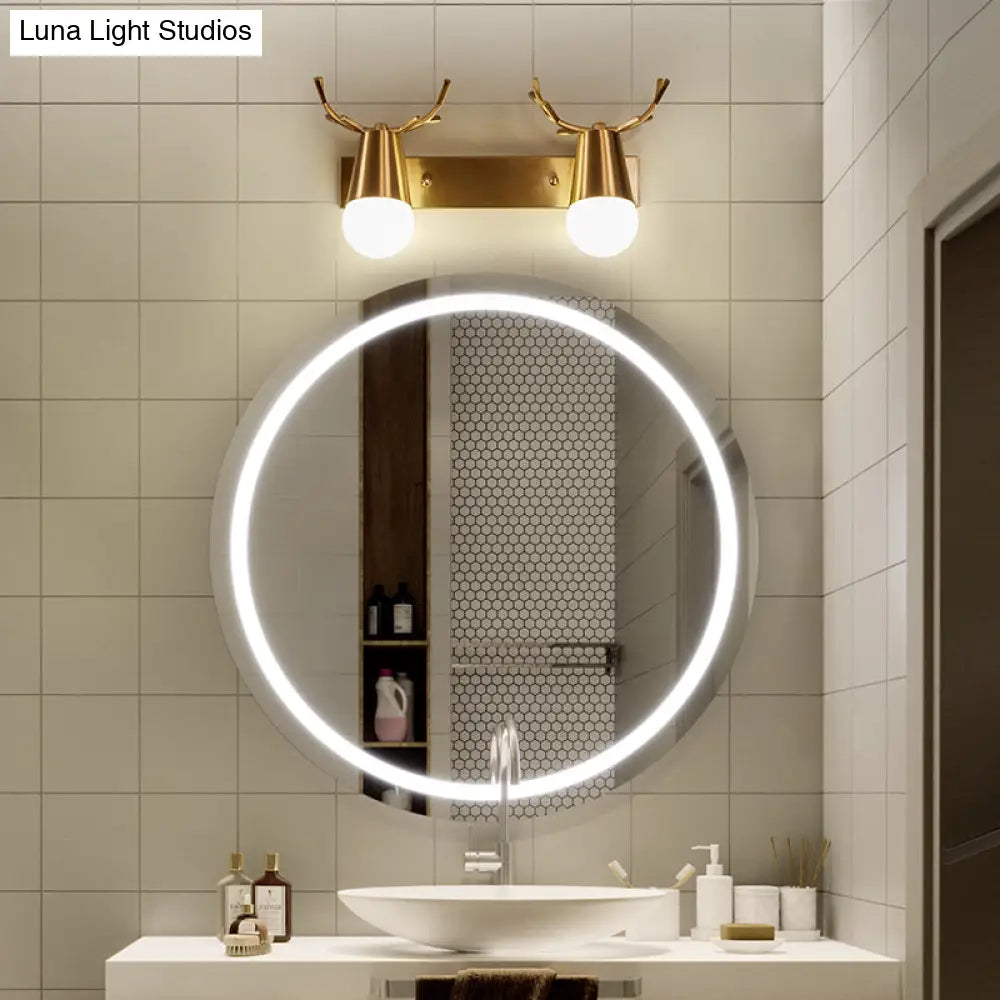 DecorBites™ DecorBites™ Postmodern Metal Brass Sconce Light with Exposed Bulb Design - Antler Vanity Wall Fixture