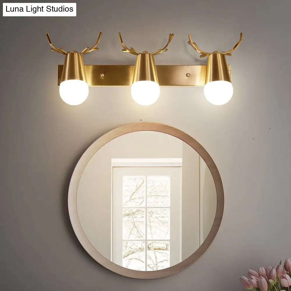 DecorBites™ DecorBites™ Postmodern Metal Brass Sconce Light with Exposed Bulb Design - Antler Vanity Wall Fixture