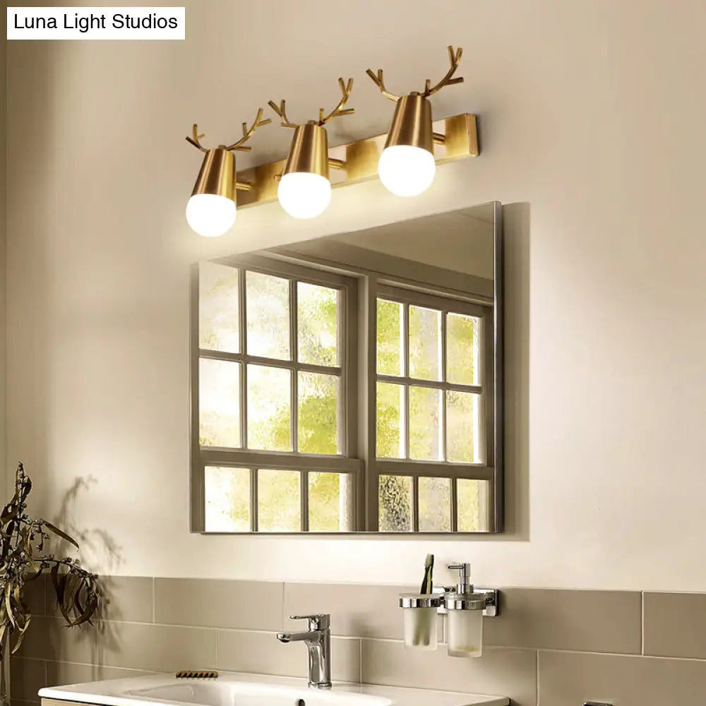 DecorBites™ DecorBites™ Postmodern Metal Brass Sconce Light with Exposed Bulb Design - Antler Vanity Wall Fixture