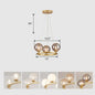 Postmodern Metal Chandelier with Ball Glass Shade