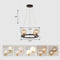 Postmodern Metal Chandelier with Ball Glass Shade