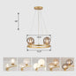 Postmodern Metal Chandelier with Ball Glass Shade