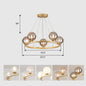 Postmodern Metal Chandelier with Ball Glass Shade