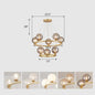 Postmodern Metal Chandelier with Ball Glass Shade