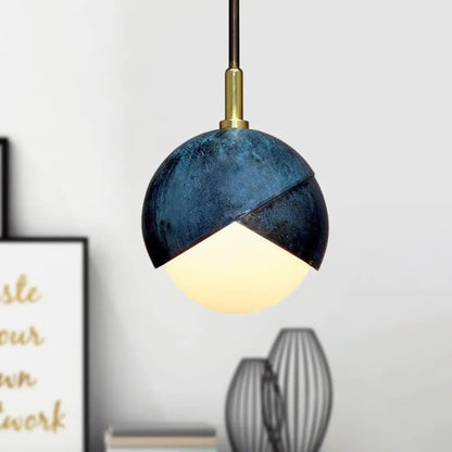 Postmodern Metal Pendant Lamp: Semi Sphere Shade, 1 Head, Blue Hanging, 5.5"/9.5" Wide