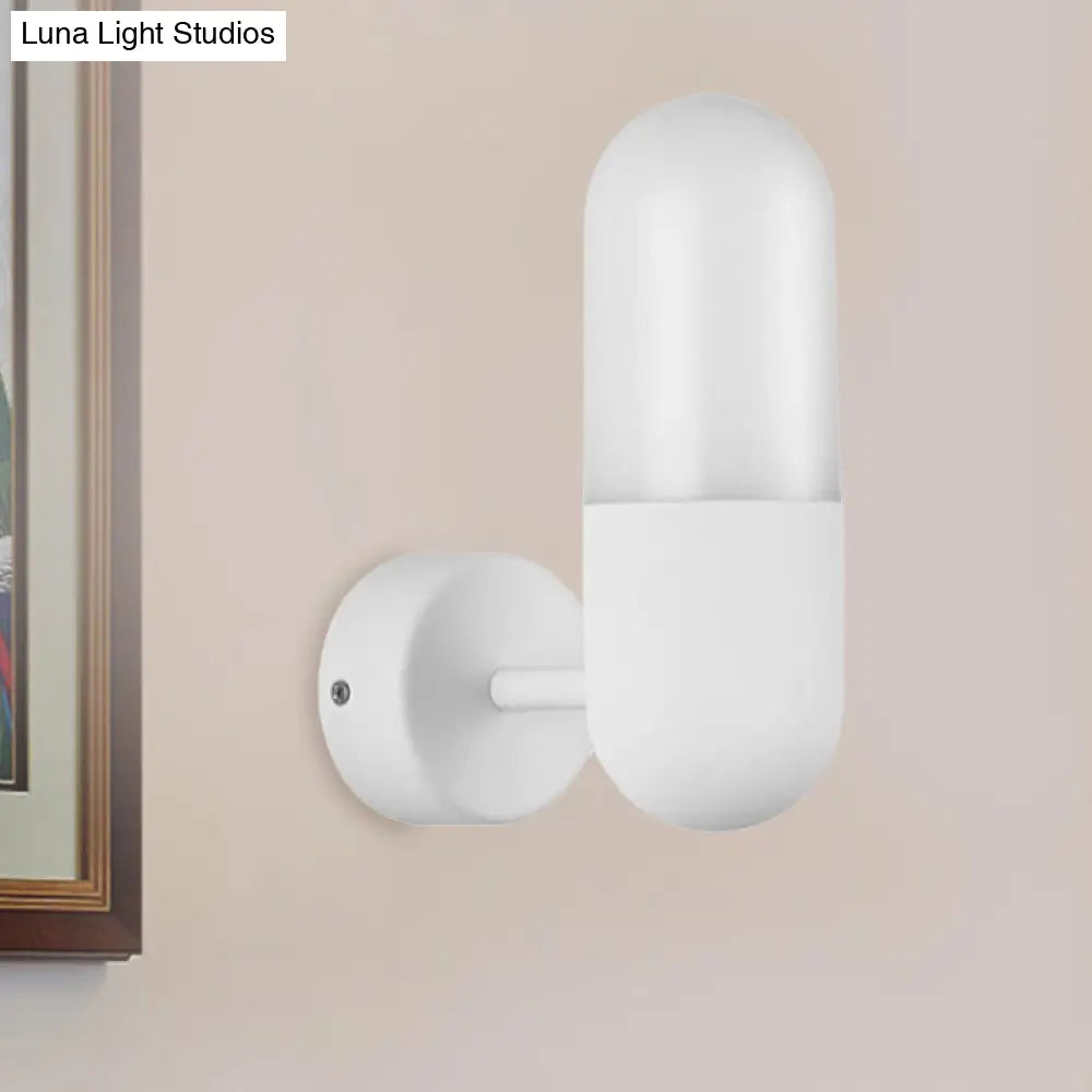 DecorBites™ DecorBites™ Postmodern Metal Wall Sconce Light: Capsule Design, 1-Light, Black/Gray/White, Bedroom Décor