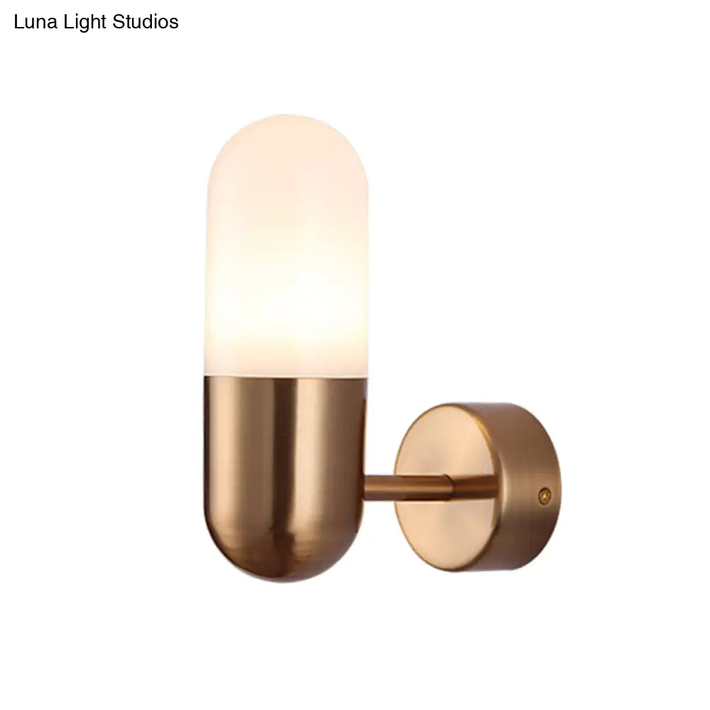 DecorBites™ DecorBites™ Postmodern Metal Wall Sconce Light: Capsule Design, 1-Light, Black/Gray/White, Bedroom Décor