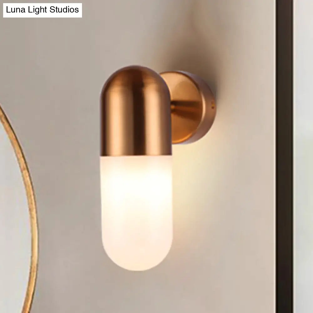 DecorBites™ DecorBites™ Postmodern Metal Wall Sconce Light: Capsule Design, 1-Light, Black/Gray/White, Bedroom Décor