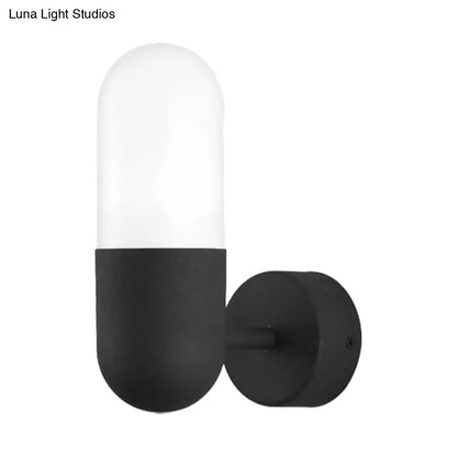 DecorBites™ DecorBites™ Postmodern Metal Wall Sconce Light: Capsule Design, 1-Light, Black/Gray/White, Bedroom Décor