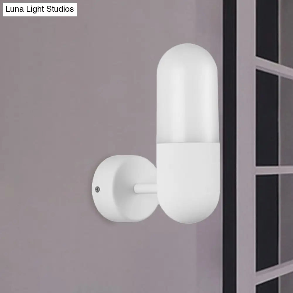DecorBites™ DecorBites™ Postmodern Metal Wall Sconce Light: Capsule Design, 1-Light, Black/Gray/White, Bedroom Décor