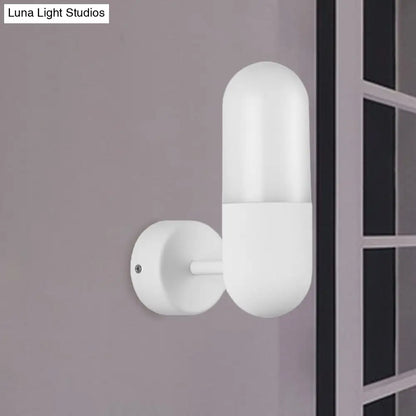 DecorBites™ DecorBites™ Postmodern Metal Wall Sconce Light: Capsule Design, 1-Light, Black/Gray/White, Bedroom Décor
