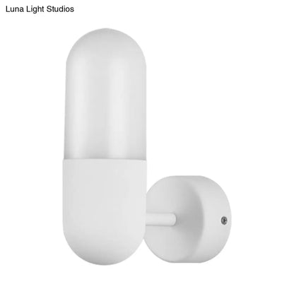 DecorBites™ DecorBites™ Postmodern Metal Wall Sconce Light: Capsule Design, 1-Light, Black/Gray/White, Bedroom Décor