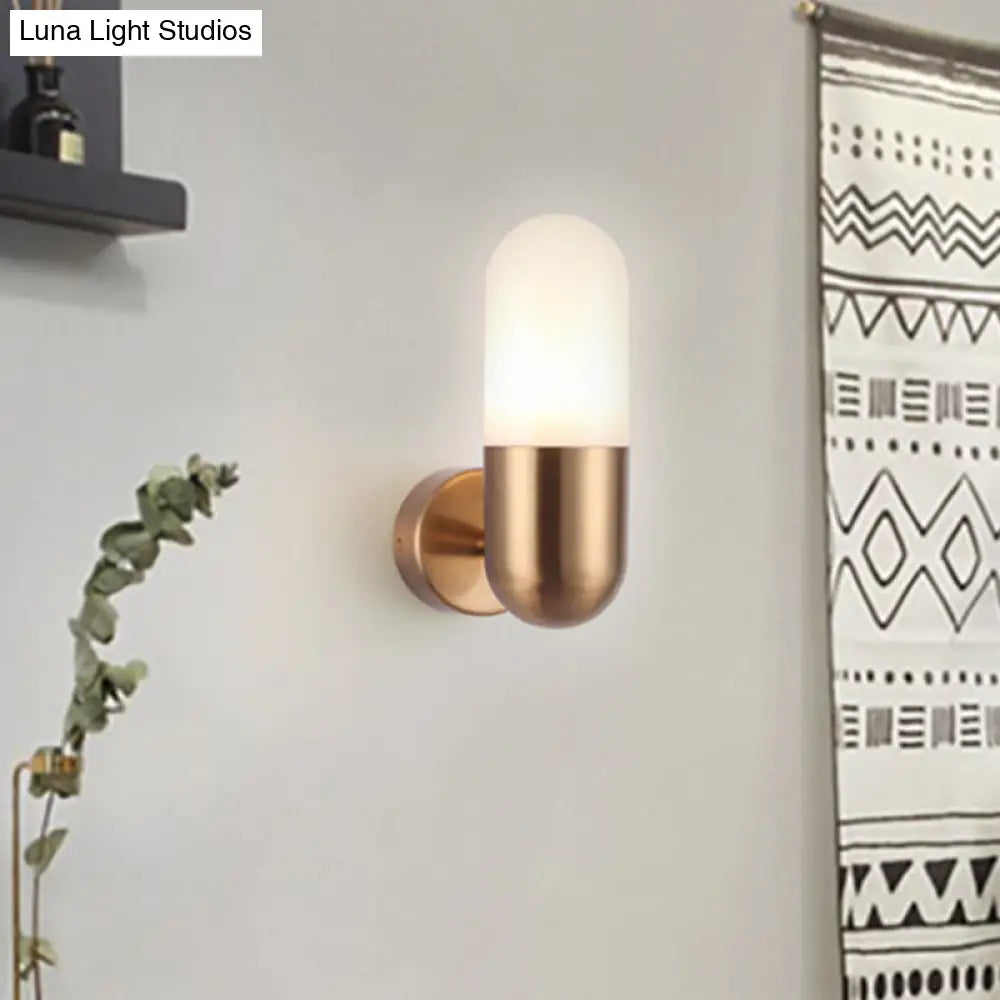 DecorBites™ DecorBites™ Postmodern Metal Wall Sconce Light: Capsule Design, 1-Light, Black/Gray/White, Bedroom Décor