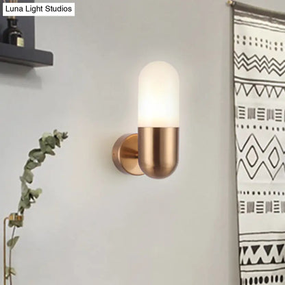 DecorBites™ DecorBites™ Postmodern Metal Wall Sconce Light: Capsule Design, 1-Light, Black/Gray/White, Bedroom Décor