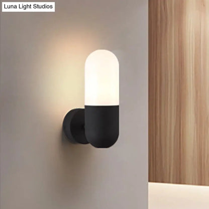 DecorBites™ DecorBites™ Postmodern Metal Wall Sconce Light: Capsule Design, 1-Light, Black/Gray/White, Bedroom Décor