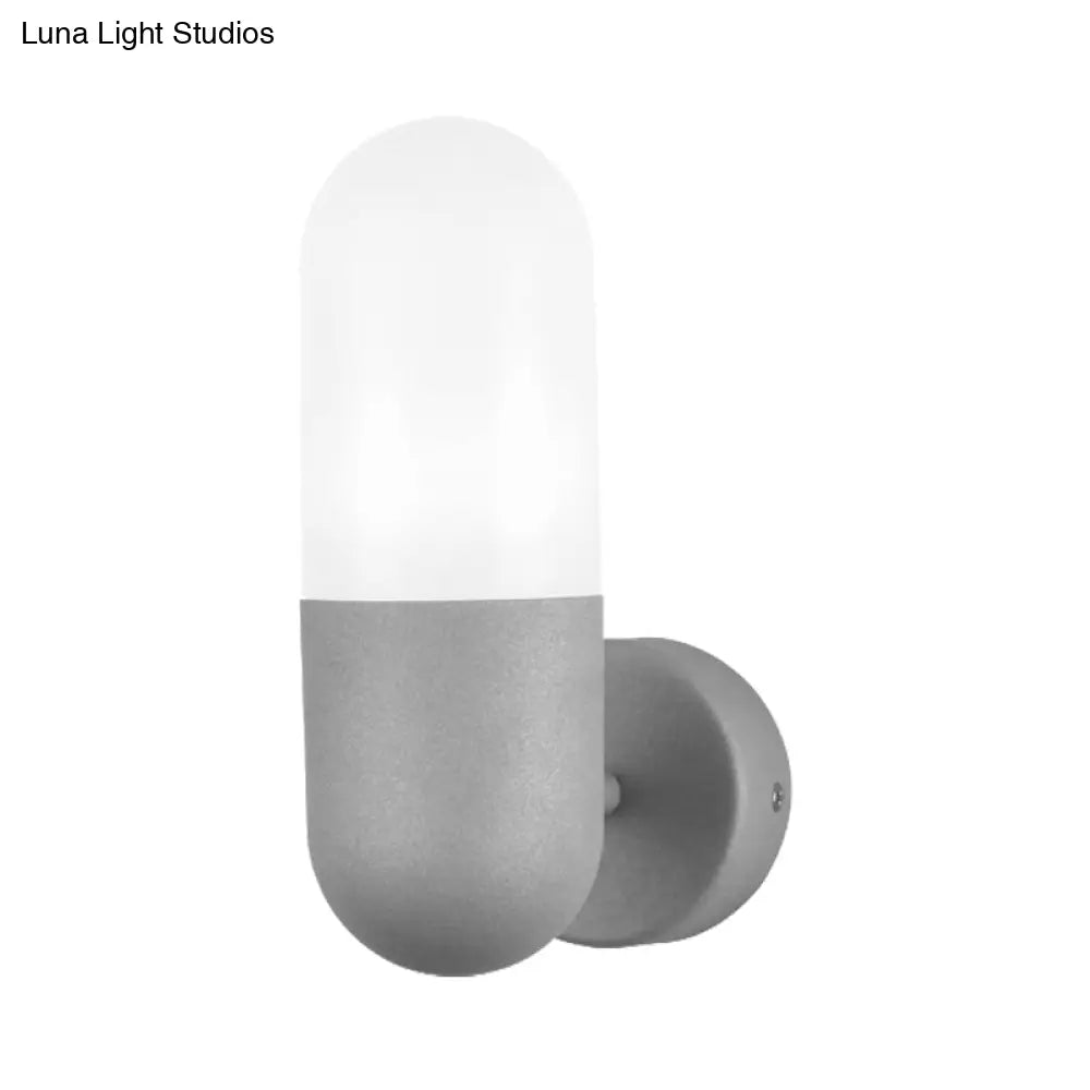 DecorBites™ DecorBites™ Postmodern Metal Wall Sconce Light: Capsule Design, 1-Light, Black/Gray/White, Bedroom Décor