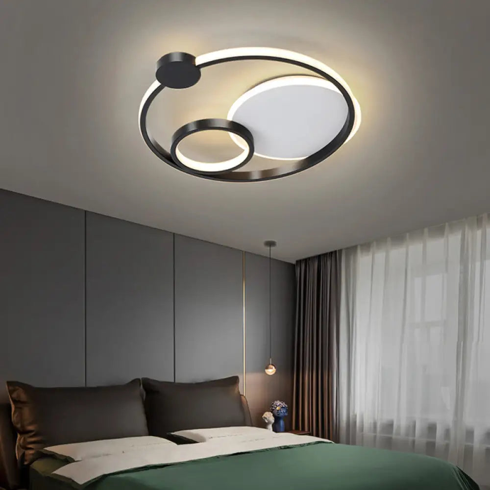 DecorBites™ DecorBites™ Postmodern Multi-Ring Metal LED Flush Mount Ceiling Lamp for Bedroom