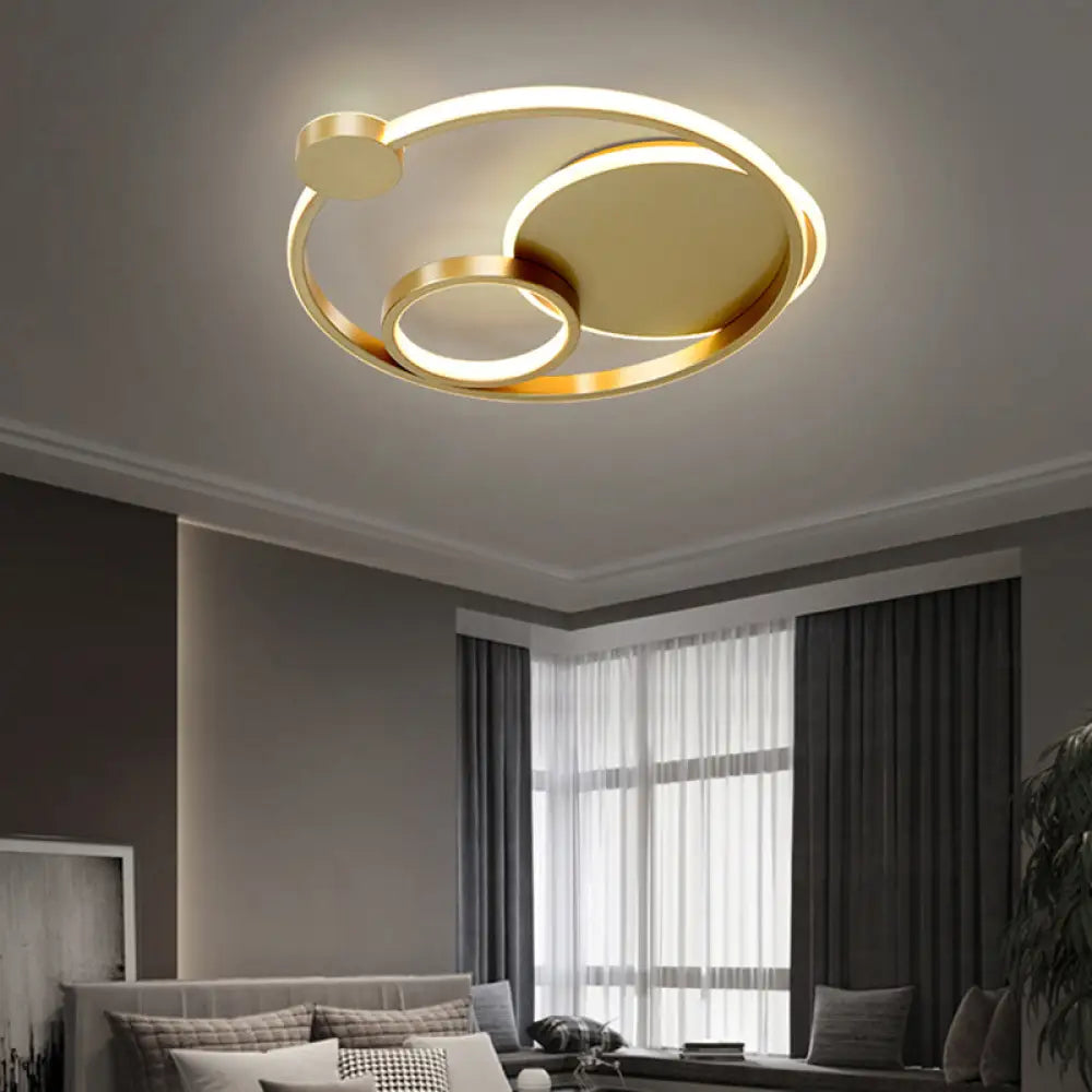 DecorBites™ DecorBites™ Postmodern Multi-Ring Metal LED Flush Mount Ceiling Lamp for Bedroom