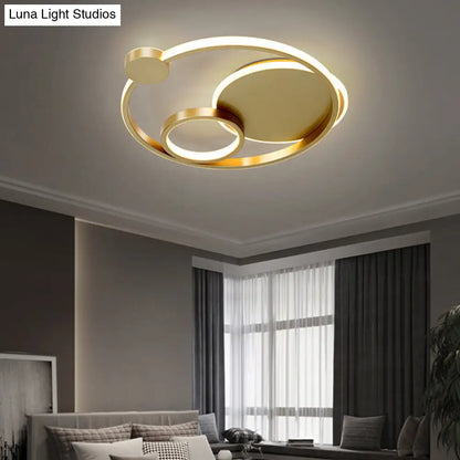 DecorBites™ DecorBites™ Postmodern Multi-Ring Metal LED Flush Mount Ceiling Lamp for Bedroom