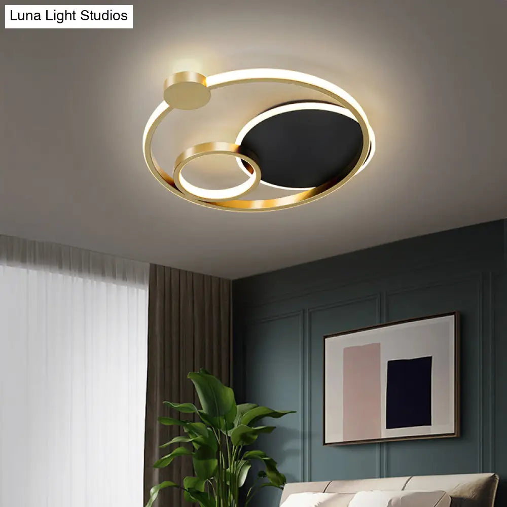 DecorBites™ DecorBites™ Postmodern Multi-Ring Metal LED Flush Mount Ceiling Lamp for Bedroom