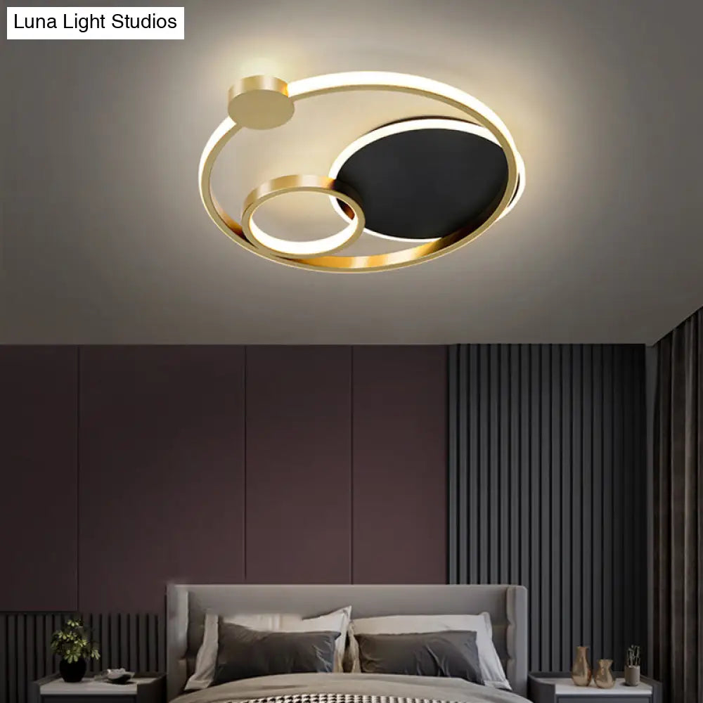 DecorBites™ DecorBites™ Postmodern Multi-Ring Metal LED Flush Mount Ceiling Lamp for Bedroom