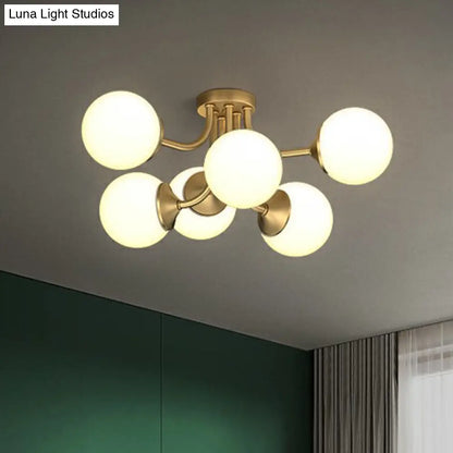 DecorBites™ DecorBites™ Postmodern Opal Glass Gold Plated Chandelier - Semi Flush Ceiling Light for Living Room