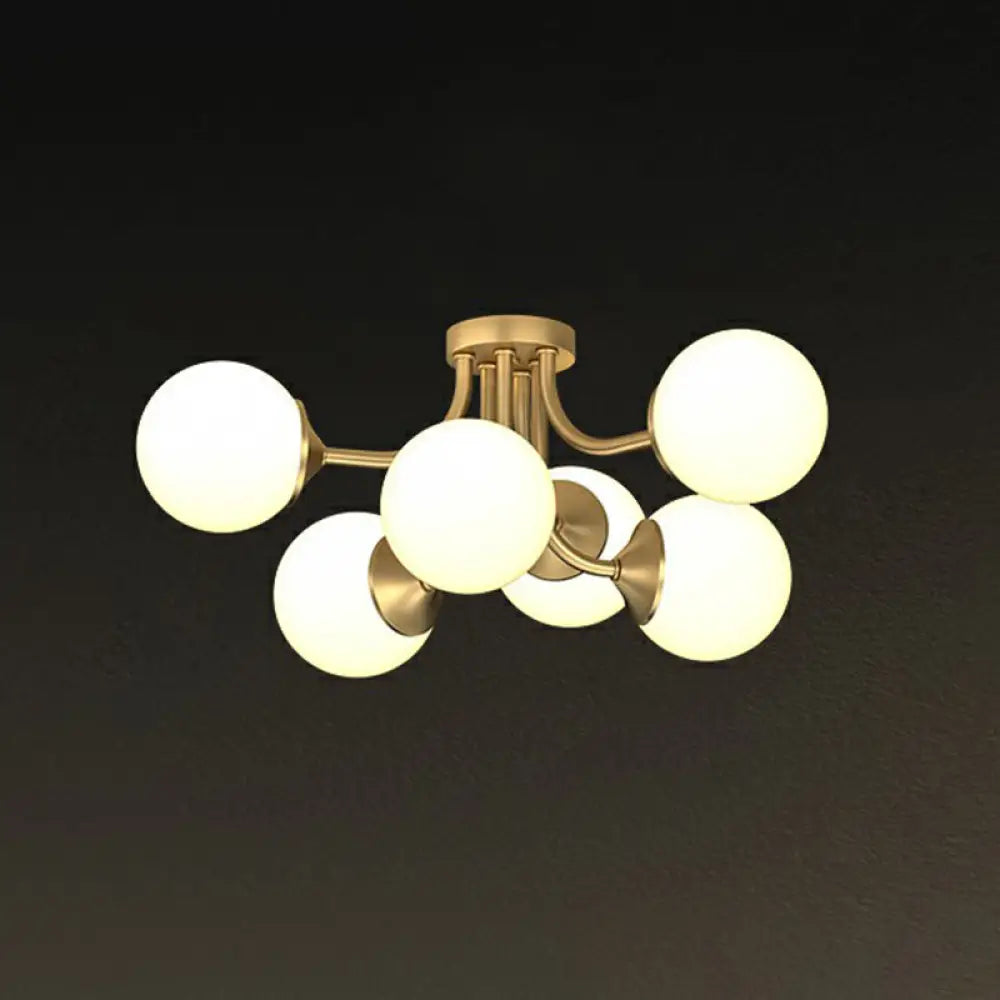 DecorBites™ DecorBites™ Postmodern Opal Glass Gold Plated Chandelier - Semi Flush Ceiling Light for Living Room