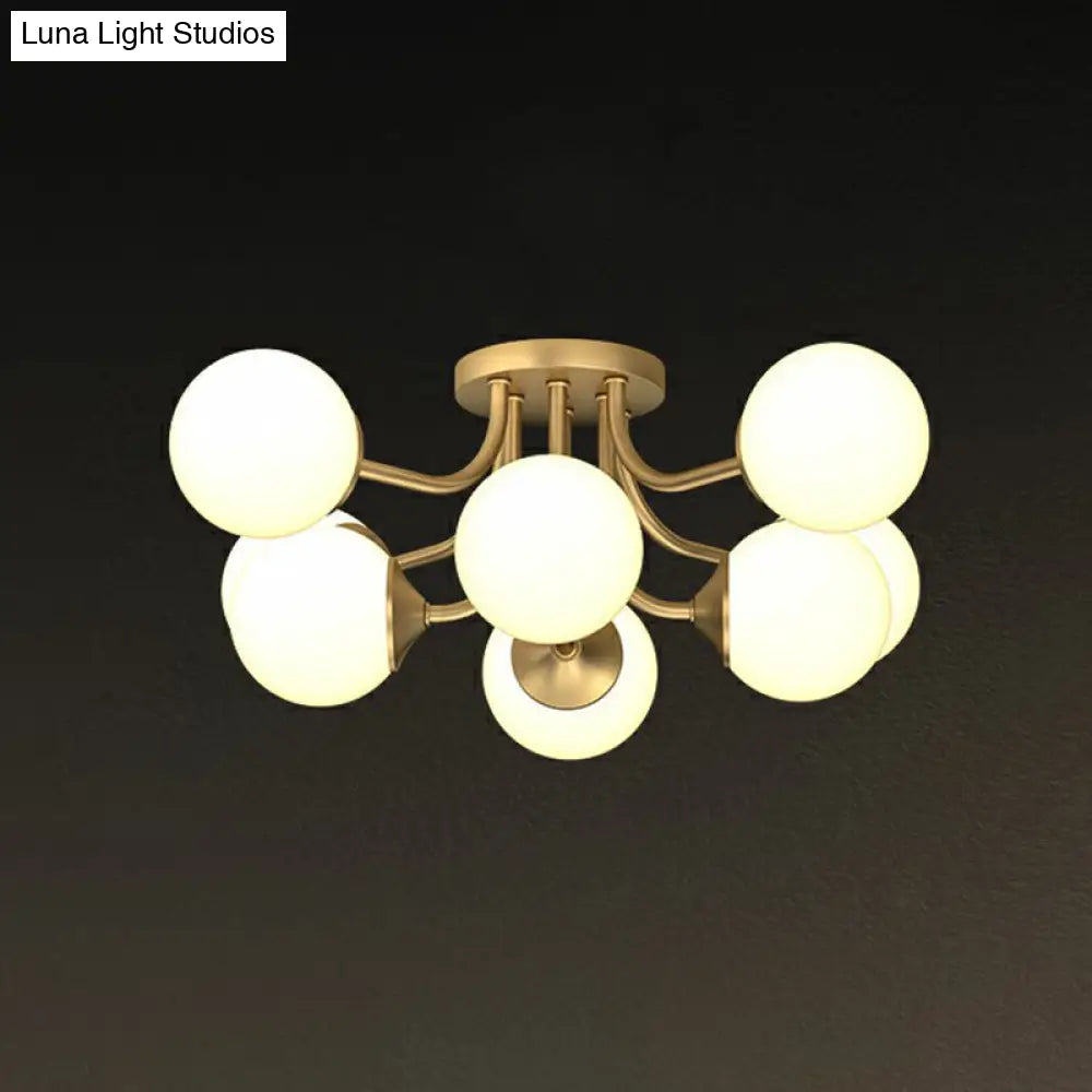 DecorBites™ DecorBites™ Postmodern Opal Glass Gold Plated Chandelier - Semi Flush Ceiling Light for Living Room