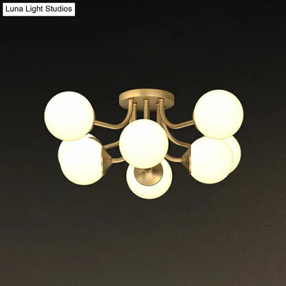 DecorBites™ DecorBites™ Postmodern Opal Glass Gold Plated Chandelier - Semi Flush Ceiling Light for Living Room
