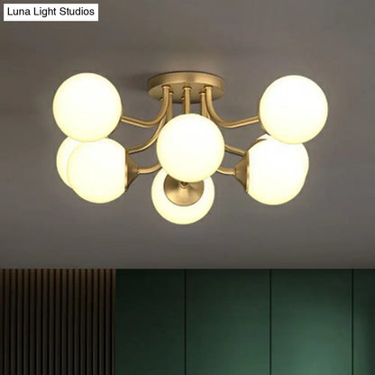 DecorBites™ DecorBites™ Postmodern Opal Glass Gold Plated Chandelier - Semi Flush Ceiling Light for Living Room