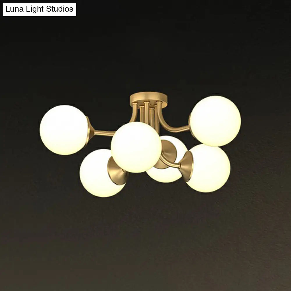 DecorBites™ DecorBites™ Postmodern Opal Glass Gold Plated Chandelier - Semi Flush Ceiling Light for Living Room