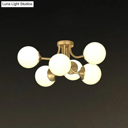 DecorBites™ DecorBites™ Postmodern Opal Glass Gold Plated Chandelier - Semi Flush Ceiling Light for Living Room