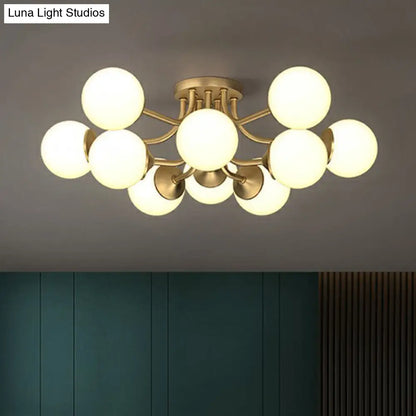 DecorBites™ DecorBites™ Postmodern Opal Glass Gold Plated Chandelier - Semi Flush Ceiling Light for Living Room