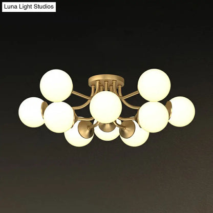 DecorBites™ DecorBites™ Postmodern Opal Glass Gold Plated Chandelier - Semi Flush Ceiling Light for Living Room
