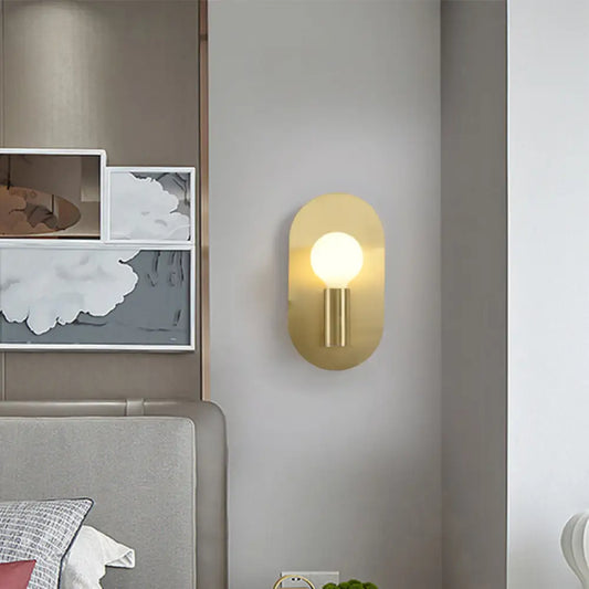 DecorBites™ DecorBites™ Postmodern Oval Metallic Wall Light: 1-Light Brass Lamp