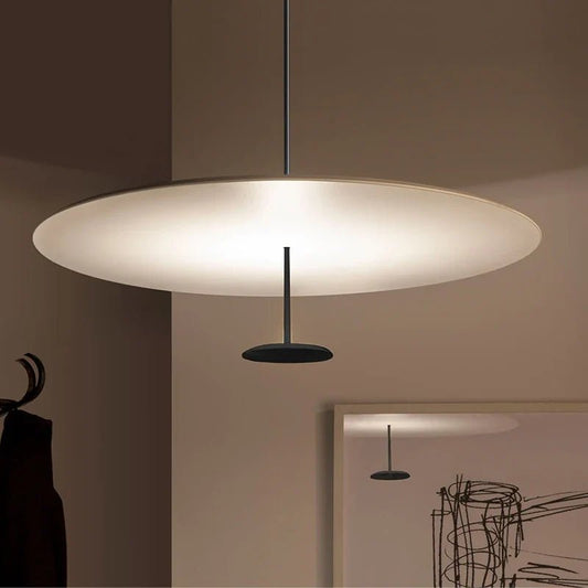 Postmodern Saucer Metal Pendant Light in White or Black - Decorbites