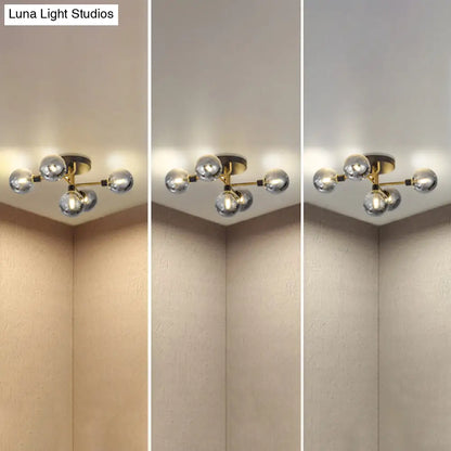 DecorBites™ DecorBites™ Postmodern Semi Flush Ceiling Lamp - 5-Light Dining Room Light Fixture with Ball Glass Shade