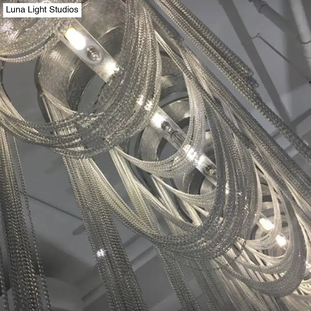 Decorbites™ postmodern silver chain chandelier with intricate arch aluminum chain and 12-bulb led lights 220v-240v 110v-120v