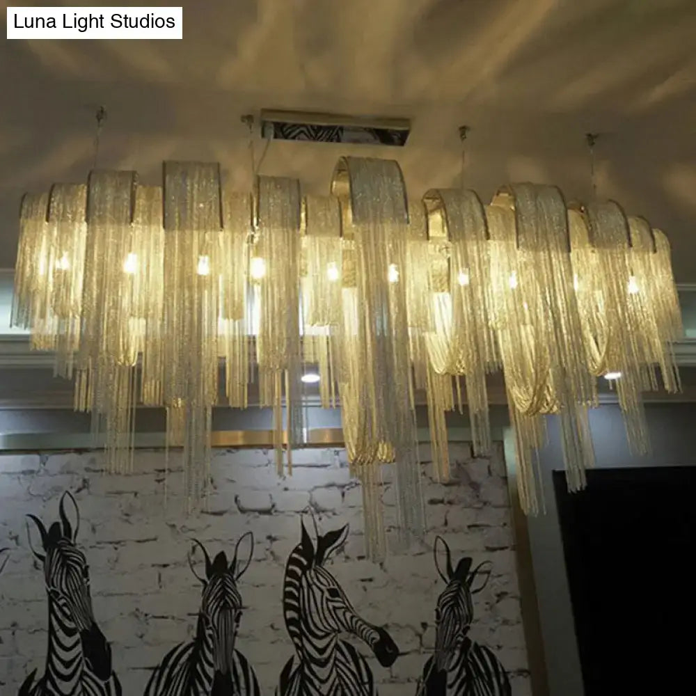 Golden cascading postmodern silver lobby chandelier with arch aluminum chain and translucent material 220v-240v 110v-120v chain chandelier